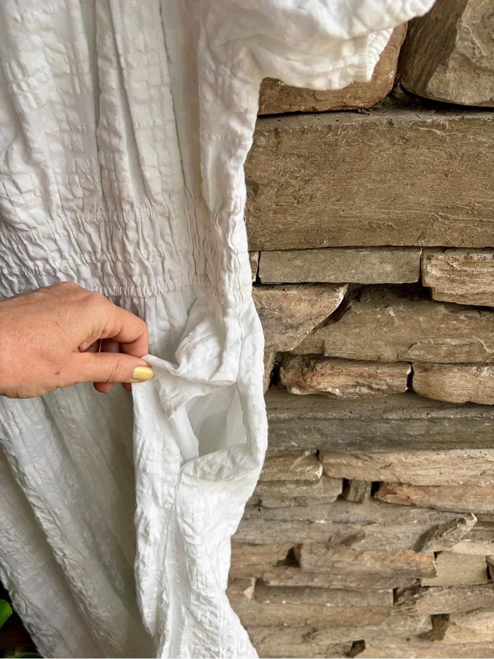 Madewell White Puff-Sleeve Smocked Peasant Maxi Dress Short Sleeve Smocked waist - Picture 4 of 7